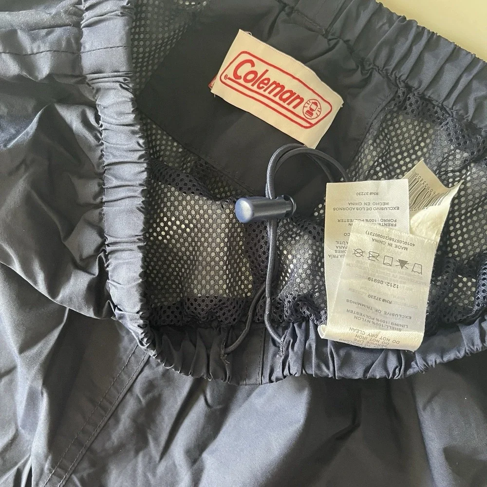 Coleman Men's Size M Windpants Mesh Lining Navy Blue Snaps‎ Drawstring